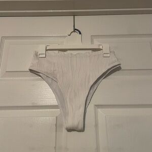 White Ribbed High-Waist Bikini Bottom